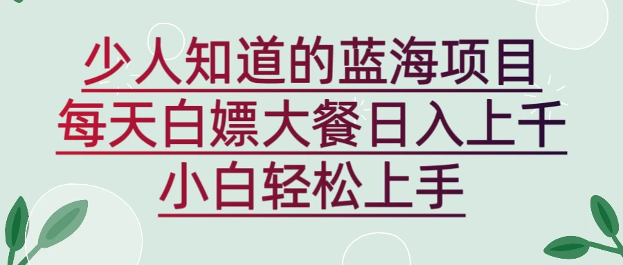 新蓝海长期项目，白嫖大餐日入上千，小白轻松上手 - 灵魂源码网-网站搭建教学-软件开发-小程序源码
