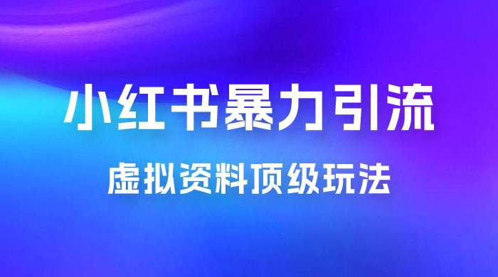 虚拟资料顶级玩法，小红书暴力引流，喂饭级教程零成本，利润任你定 - 灵魂源码网-网站搭建教学-软件开发-小程序源码