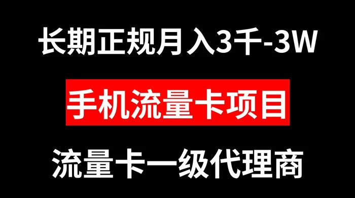 手机流量卡代理月入 3000-3w 长期正规项目 - 灵魂源码网-网站搭建教学-软件开发-小程序源码