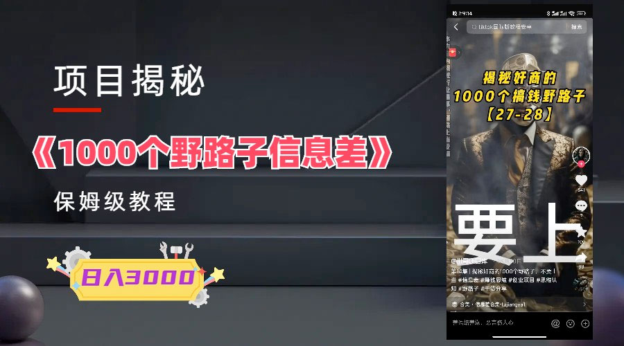 1000 个野路子信息差保姆式教程：单日变现 3000+ 的玩法解密 - 灵魂源码网-网站搭建教学-软件开发-小程序源码