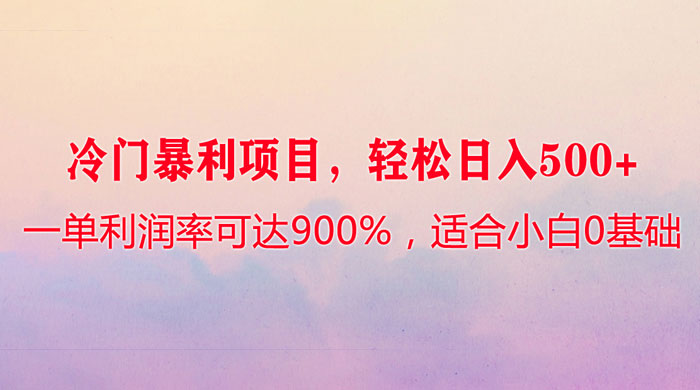 冷门暴利项目，一单利润率可达 900%，轻松日入 500+，适合小白 0 基础 - 灵魂源码网-网站搭建教学-软件开发-小程序源码